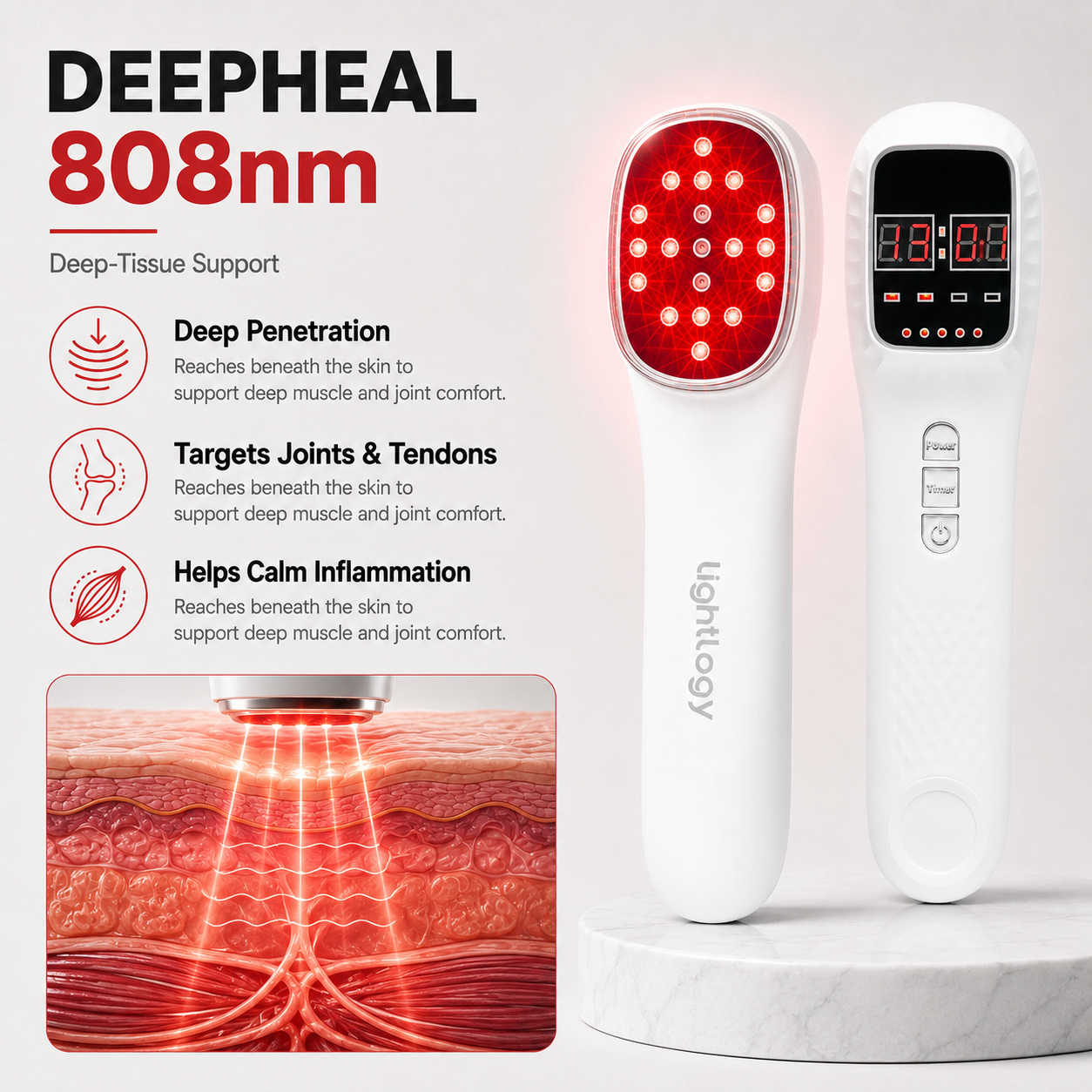 Handheld Red & Infrared Light Therapy Wand